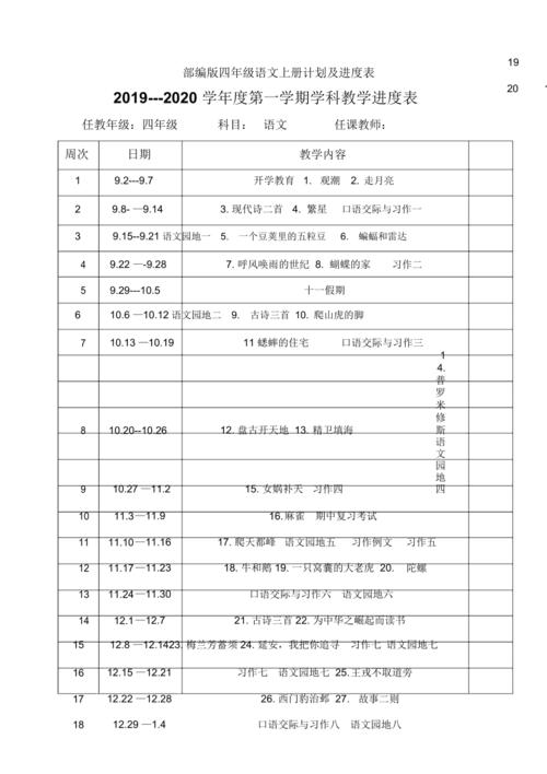 四年级上册语文教学计划？四年级上册语文教学计划新部编？