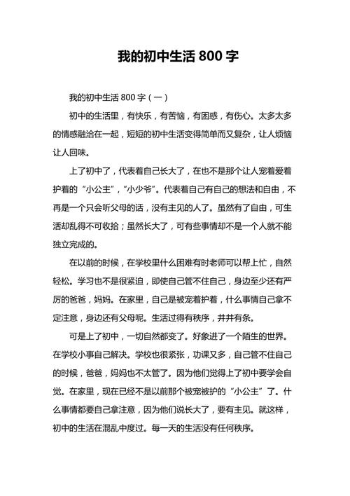 我的生活，我的生活作文800字